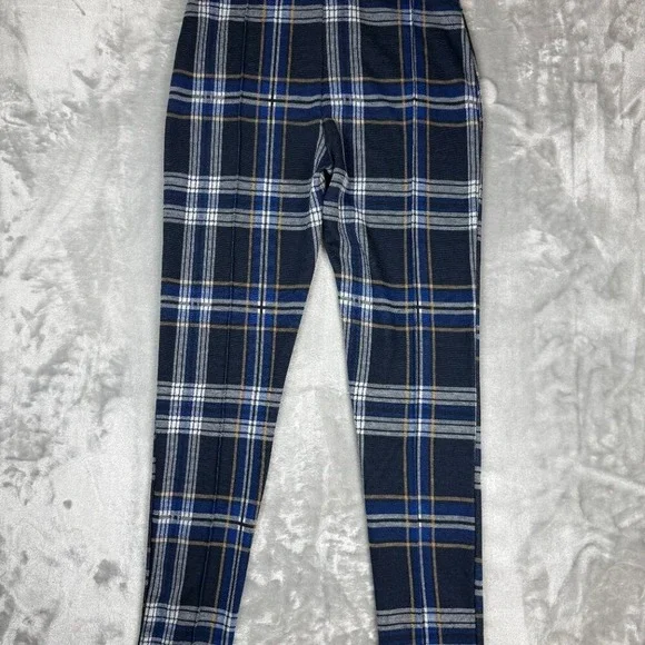 Free People Carnaby Plaid Pants in Blue Combo Size 4 - Picture 4 of 10
